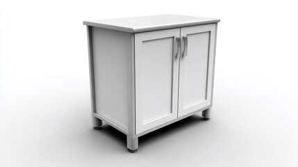 Clean White Cabinet with Double Doors, Functional Storage Furniture for Bathroom or Kitchen Organization