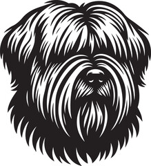 Briard Dog vector in black and white