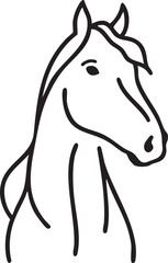 Horse head vector illustration: simple line art design eps silhouette