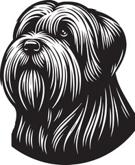 Briard Dog vector in black and white