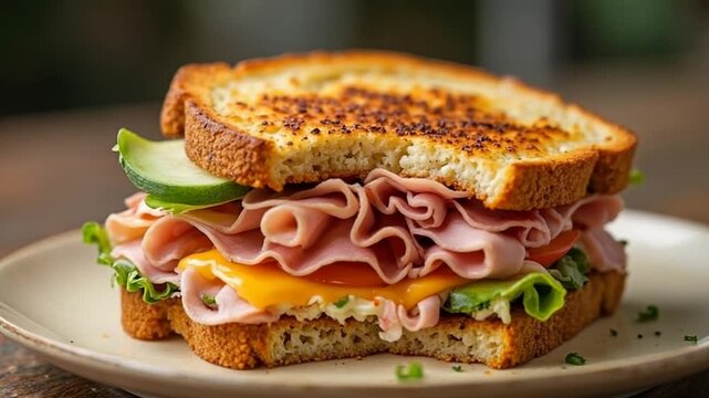  Taylor Ham Sandwich served authentically on a plate
