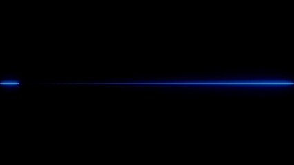 Thin Blue Neon Line Extending Across Black Background With Light Effect glow