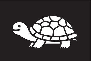 Cute turtle vector graphic: cartoon turtle illustration, white on black eps silhouette