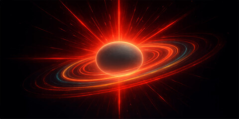 Vibrant explosions of fiery orange light ignite the cosmos as a colossal sun, a brilliant star of pure energy, glows brightly in the black expanse of space