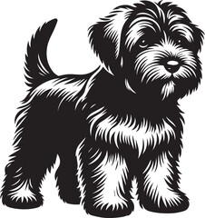 Briard Dog vector in black and white