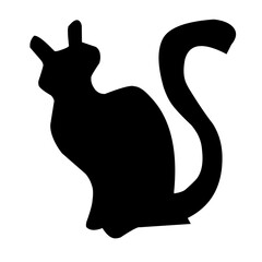 Hand-drawn black cat, isolated on a white background. Vector illustration of a Halloween decorative element for design decoration.