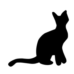 Hand-drawn black cat, isolated on a white background. Vector illustration of a Halloween decorative element for design decoration.