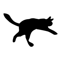 Hand-drawn black cat, isolated on a white background. Vector illustration of a Halloween decorative element for design decoration.