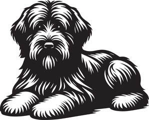 Briard Dog vector in black and white