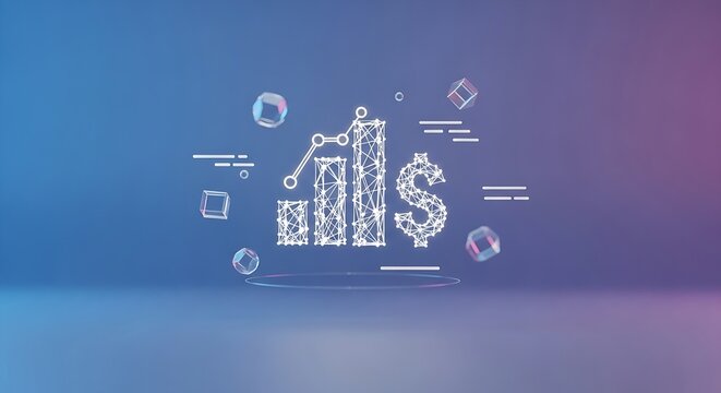 3d rendering of a financial growth chart with dollar sign and bubbles