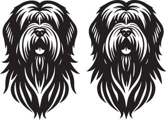 Briard Dog vector in black and white