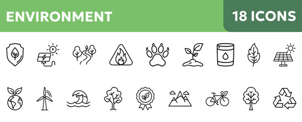 set of environment nature protection icons