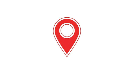 Isolated red location pin icon with white background indicating a specific point or destination ai generated
