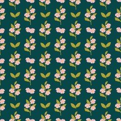 seamless pattern white flower with leaves	