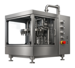 Aseptic filling machine with a sterile chamber for a juice production line.