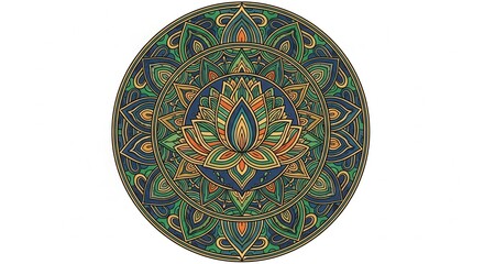 Obraz premium Intricate floral mandala artwork with vibrant colors and detailed patterns