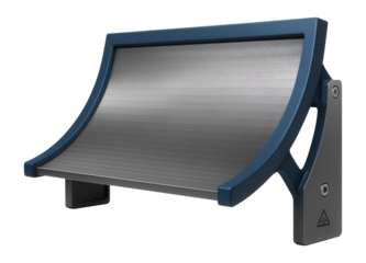Sieve bend screen with a curved profile and stainless steel construction for pulp and paper mills.