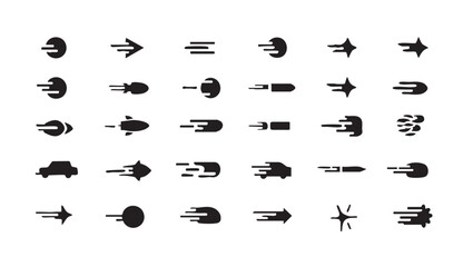 Speed vector icons: motion, velocity, and fast movement graphics eps silhouette