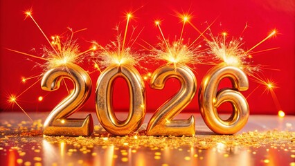 Golden Sparkler with 2026 Decorative Glitter - 28