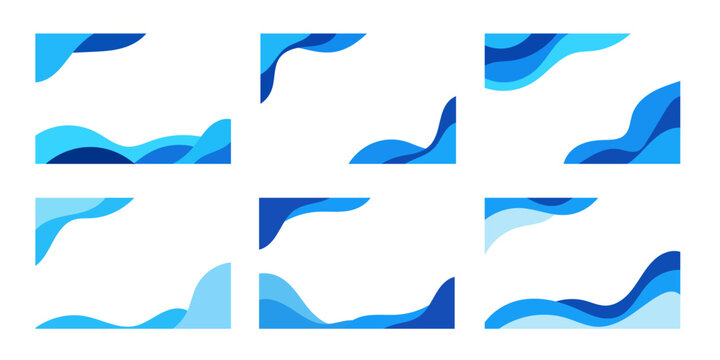 Blue wave corner accents on white background abstract
