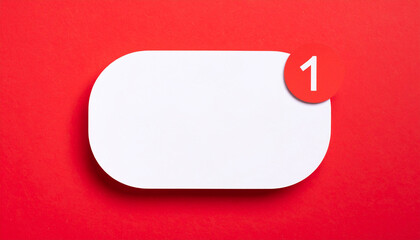 Blank notification message pop-up on red background. Speech cloud. Modern design. Mock-up.