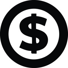 Icon of a dollar sign inside a circle representing currency finance and payment services business symbol and financial transaction concept