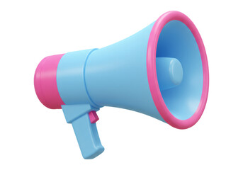 スタイリッシュな青とピンクの拡声器の3Dイラスト 透明背景に分離されたオブジェクト