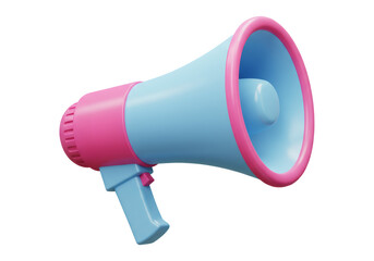 ブルーとピンクの拡声器の3Dレンダリング 透明な背景で分離