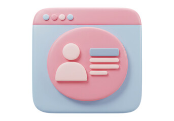 Pink And Blue 3D Icon Web Browser With Profile Sign Representing Internet And Digital Interface