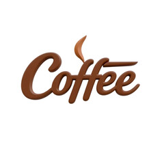 coffee word logo styled in brown letters with steam line above representing hot drink concept