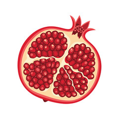 Close-up of a Halved Pomegranate Showcasing Numerous Red Seeds Logo Design Illustration