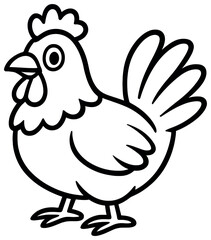 Cartoon hen illustration vector - fun farm animal clip art for easter and decorations