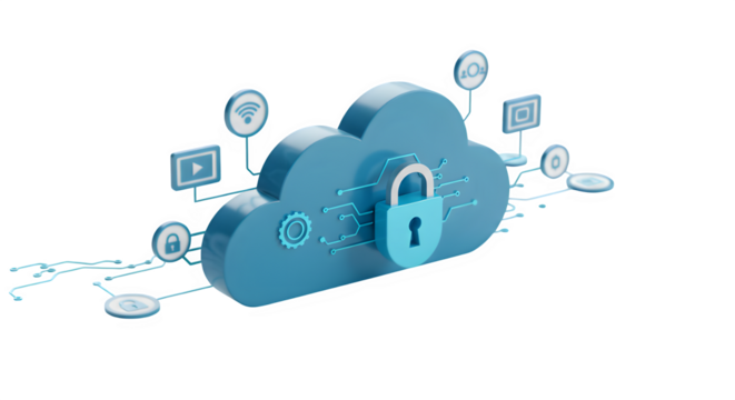 Cybersecurity, cloud computing isolated on white background. - Powered by Adobe