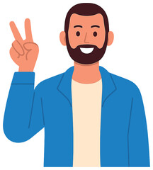 Peace sign vector art: bearded man gesture for international day of peace designs