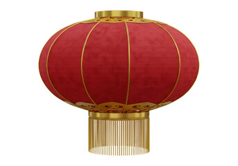 赤いベルベットランタン 金色の装飾と透明背景のお祝いデザイン