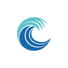 Fototapeta premium Abstract logo of a stylized ocean wave. Circular design in shades of blue.