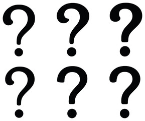 Curved question mark icons vector - mysterious symbols for puzzles, riddles, and design concepts