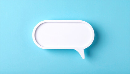 Blank notification message pop-up on blue background. Speech cloud. Modern design. Mock-up.