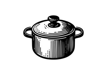 Saucepan hand drawn vector illustration