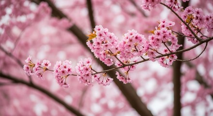 Obraz premium Experience the beauty of spring with blossoming cherry trees in soft pink hues