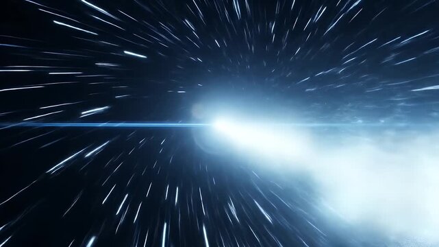 Abstract representation of hyperspace travel with streaks of light