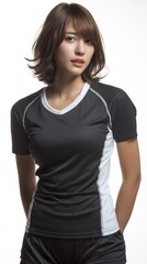 Fototapeta premium Young Woman in Athletic Apparel: A Portrait of Fitness and Casual Confidence for Sportswear or Active Lifestyle Themes
