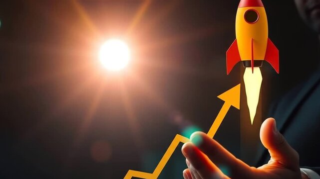 Entrepreneurs are on the cusp of business growth. Planning and launching a corporate startup, the Rocket icon is rapidly accelerating to achieve its growth targets. 4k video