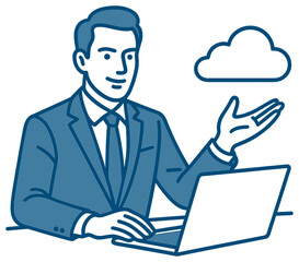 Tech savvy businessman vector: cloud computing expert illustration for digital innovation