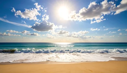 Papier peint photo Vagues de l'océan Sunny beach scene with turquoise water  © Foto