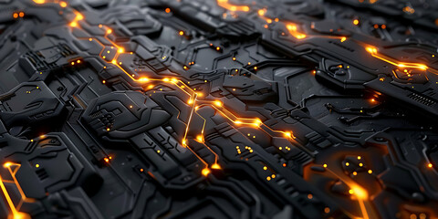 Dark Metallic Surface with Glowing Orange Line