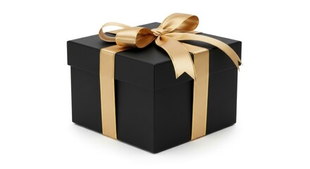 Elegant black gift box with golden ribbon for birthdays or corporate gifting needs