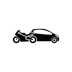 Car and motorcycle icon isolated on white background