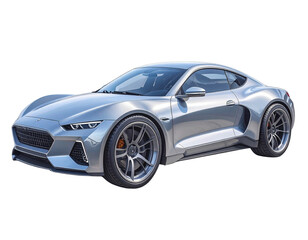 Naklejka premium Modern 3D Car Illustration with Metallic Texture, PNG Cutout