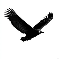 Obraz premium Vulture Silhouette: Iconic Black Shape of Flying Vulture in Silhouette Portrait
